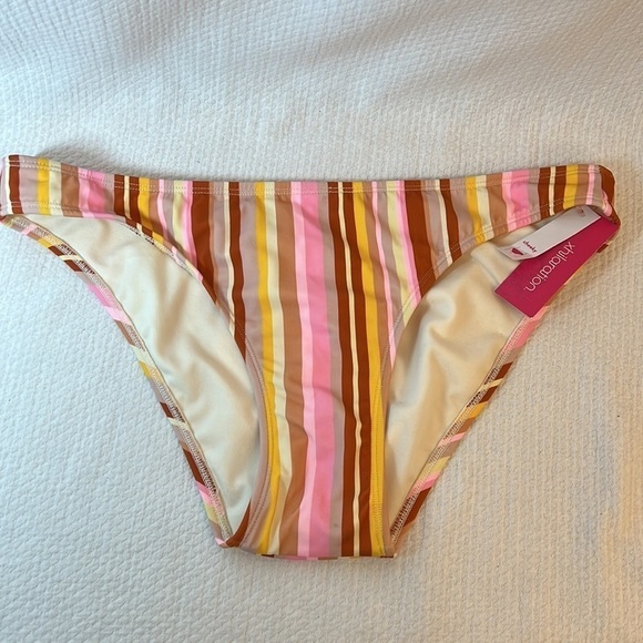 Xhilaration Vertical Stripes Bikini Set Scoop‎ Neck Bralette Cheeky Bottom XL - Picture 4 of 16